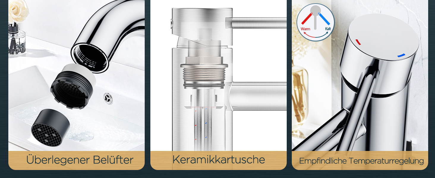 Змішувач для ванної кімнати FORIOUS з комплектом зливу, чорний, висота виливу 190 мм, однорідний, для умивальника, ванної кімнати