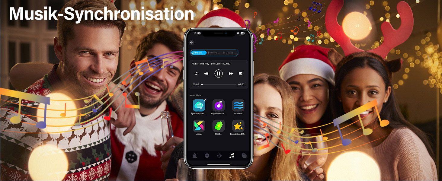 Розумна RGB LED гірлянда HeiPard 20м, 200 світлодіодів з керуванням через App та пульт, IP44 для вулиці та дому, музичний та голосовий режим, кольорова підсвітка для Різдва та декору