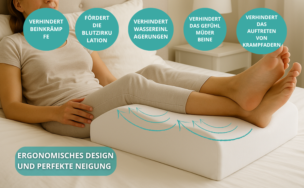 Ортопедична подушка для ніг з м'якої піни, для поліпшення кровообігу, знімний чохол (біла тканина)