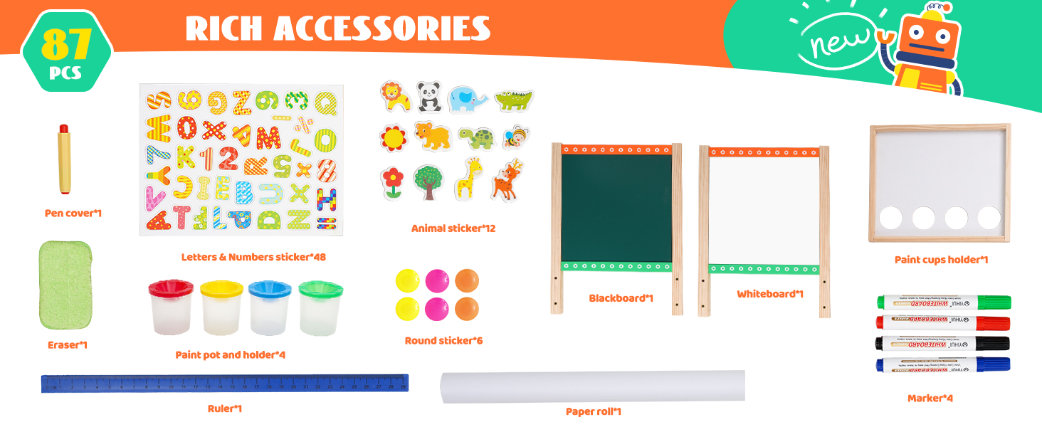 Дерев'яна мольберт Kinder Tafel з паперовою рулонкою, регульована висота, зелений колір