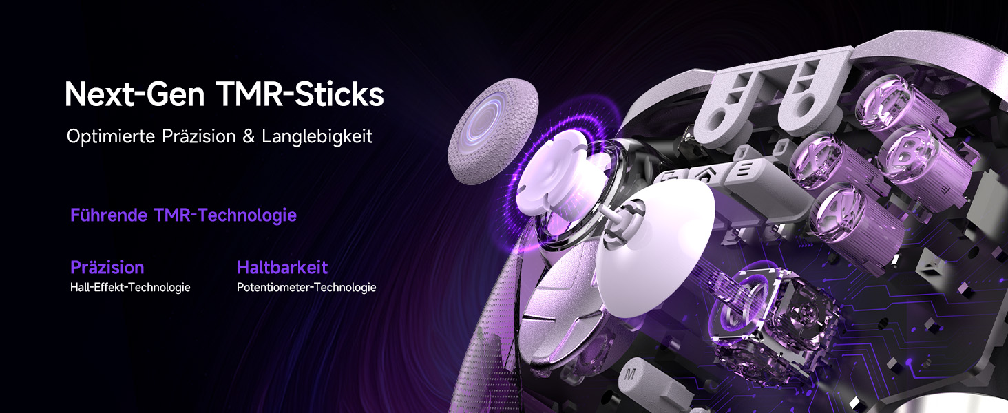 Контролер EasySMX D10 для ПК з підстанцією зарядки, бездротовий контролер з джойстиком TMR та 2-в-1 тригером, 1000Hz polling контролер з RGB підсвічуванням для ПК/Switch/телефону (фіолетовий)