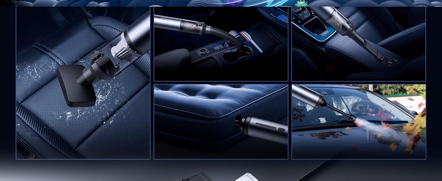 Акумуляторний ручний пилосос 4-в-1 для авто, дому та офісу, 16000Па, USB-C зарядка, бездротовий міні-пилосос для салону автомобіля, диванів, клавіатур та домашніх тварин