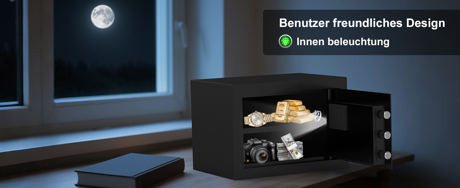 Сейф Diyife 16L з цифровим замком, сигналізацією та підсвіткою. Меблевий сейф з висувною полицею, з міцної сталі SPCC, 35x25x25 см, 2 ключі. Для дому, офісу, готелю.