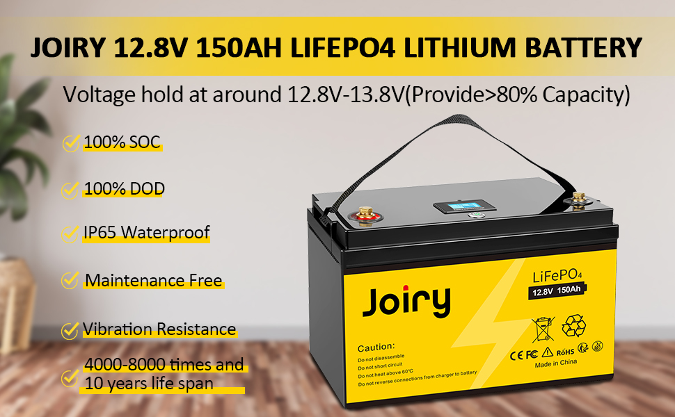 Акумуляторна батарея Joiry 12V 50Ah LiFePO4, 640 Втгод, понад 5000 циклів, з BMS, чудово підходить для сонячної системи, човна, дому