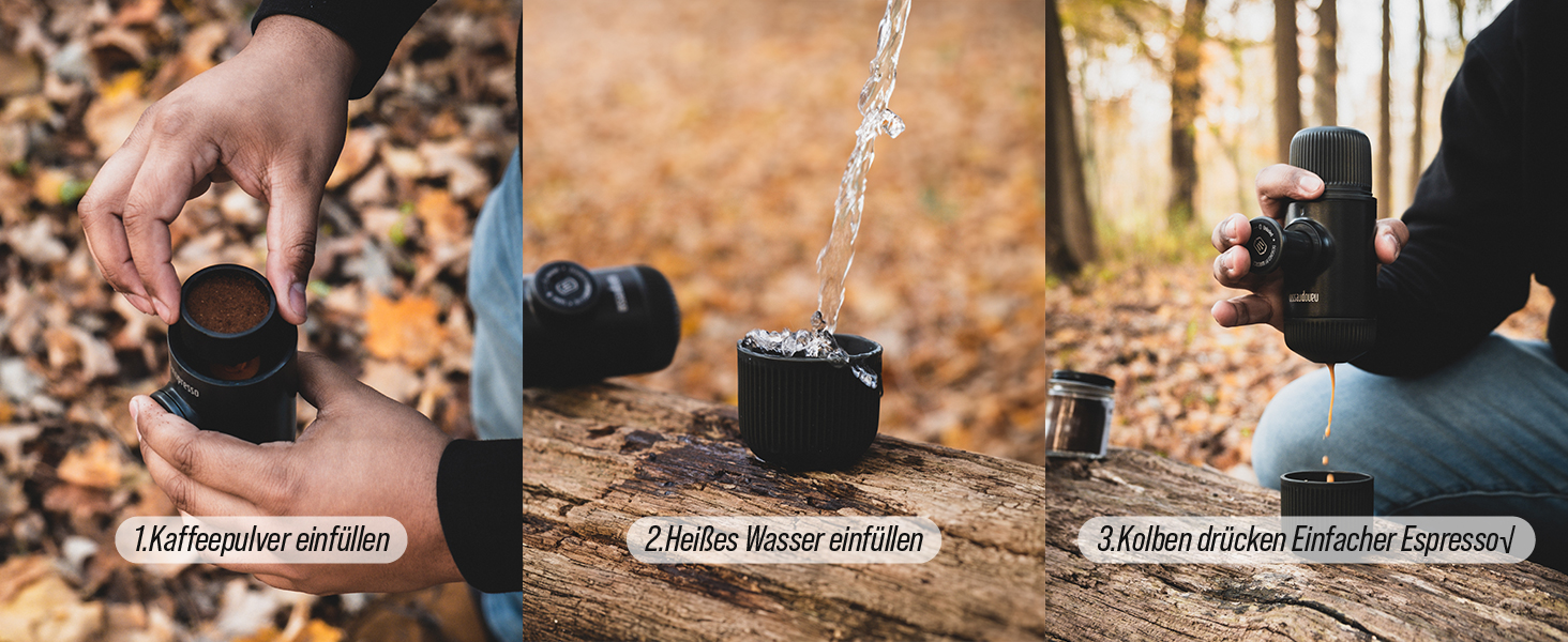 WACACO Nanopresso: портативна кавомашина для еспресо, сумісна з Nespresso® та змеленим кави, для подорожей та кемпінгу