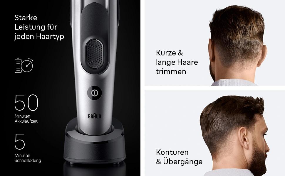 Машинка для стрижки Braun Series 7 HC7590: професійна, акумуляторна, 17 насадок, миюча, сіра
