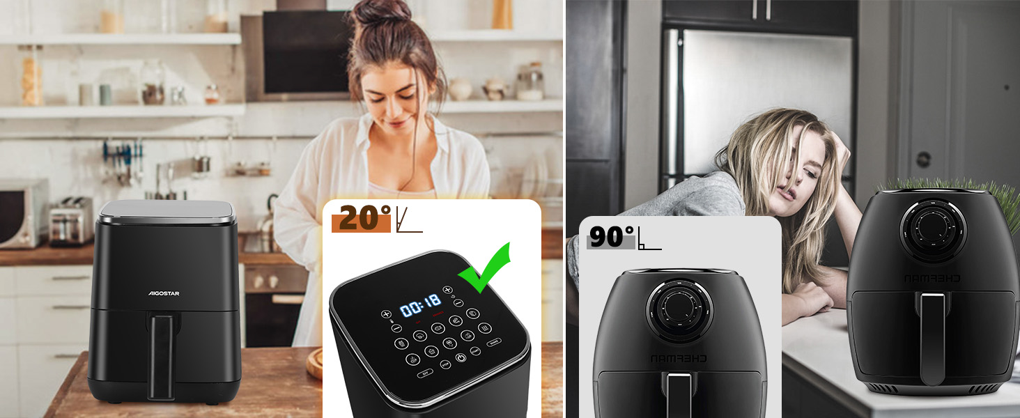 Аерофритюрниця Aigostar Dot 2Л: Airfryer з LED-сенсорним екраном, 8 програмами, 1200W, регулюванням температури та таймером, антипригарне покриття, BPA-free