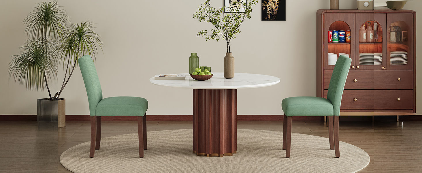 COLAMY Комплект обідніх стільців для кухні та їдальні (6 шт), зелені, з м'яким сидінням та спинкою, дерев'яні ніжки