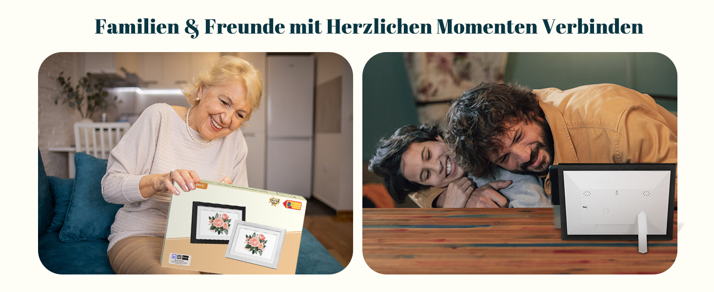 Цифровий фоторамка Eptusmey 10.1 дюйма з Wi-Fi, корпус з дуба, 32GB, IPS Touchscreen, підтримка Uhale APP, для подарунків, білий дуб