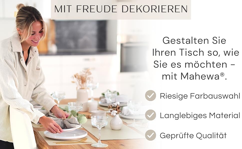 Набір Mahewa® з 6 преміум-підставників для столу з екошкіри, 6 шт. - підставки під тарілки, миються та водонепроникні, підставка під тарілки з імітацією шкіри (крем-бежевий, овальна з тримачем)