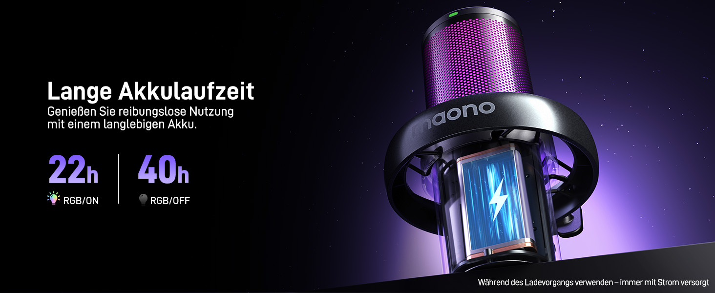 MAONO DM40 Бездротовий мікрофон для ПК з RGB-підсвіткою та ШІ-зміною голосу, шумозаглушення, для геймінгу, подкастингу та стрімінгу (Чорний)