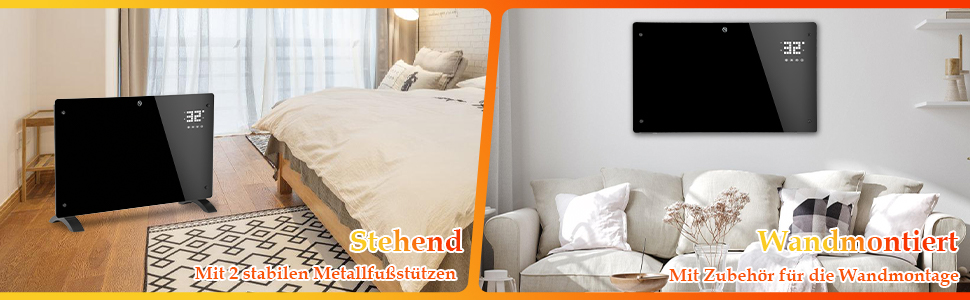 Електричний конвекторний обігрівач Ikodm 2000W з пультом керування та термостатом, енергозберігаючий, тихий, для дому