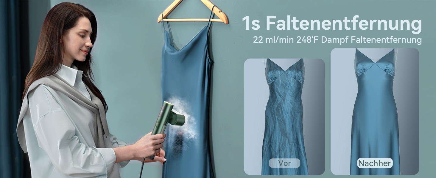 Jack & Rose Дампфглеттер: портативний праска-парогенератор для подорожей, 1000W, 110-240V, 2-в-1, зелений