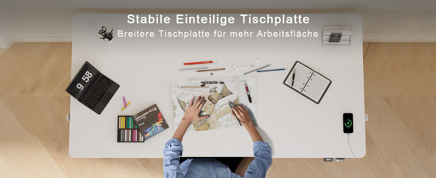 Електричний підйомний стіл Devoko 160x80 см, ергономічний комп'ютерний стіл для роботи стоячи та сидячи, подвійний мотор, пам'ять, USB-C, білий