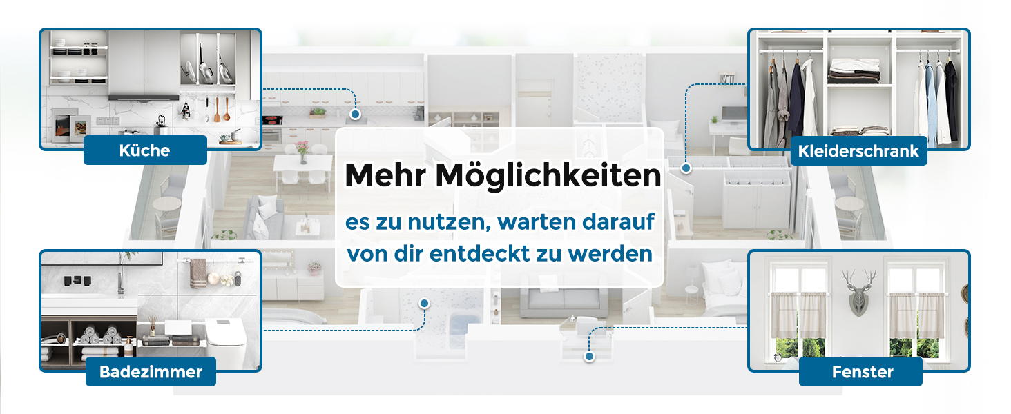 Штанга для штор без свердління AIZESI, 113-197 см, телескопічна, чорна (діаметр 22 мм)