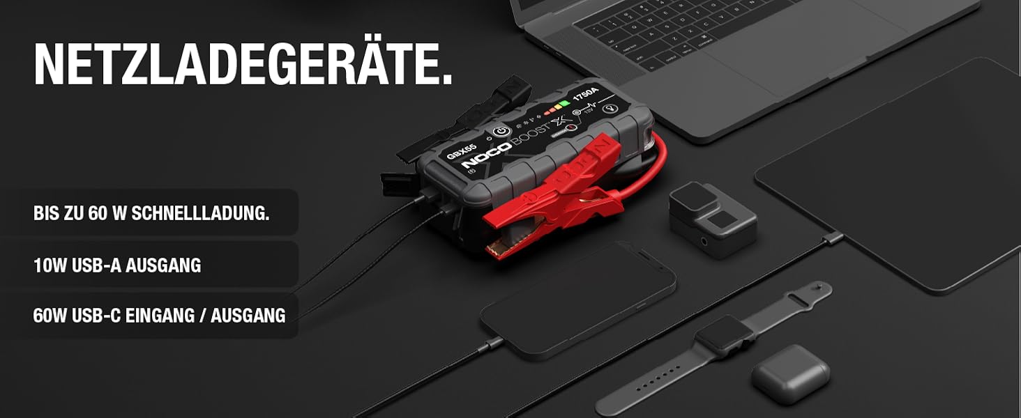 NOCO Boost X GBX55: Портативний пусковий пристрій (Powerbank) – 1750A, 12V, для бензинових двигунів до 7.5L та дизельних до 5.0L