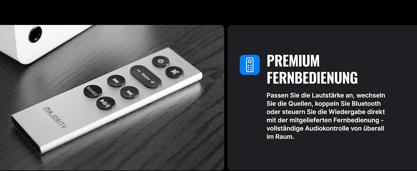 Активні Bluetooth-колонки Majority D100X 100W, вуглецеві драйвери, HDMI ARC, RCA, Optical, Phono, AUX, білі