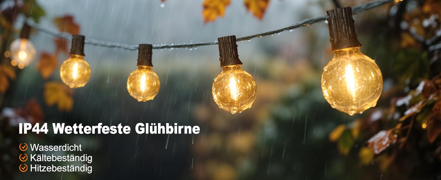 BRIMAX LED гірлянда для вулиці 30м, IP44, 46+4 лампочки G40, 2200K, розширювана, для кемпінгу, свят, вечірок