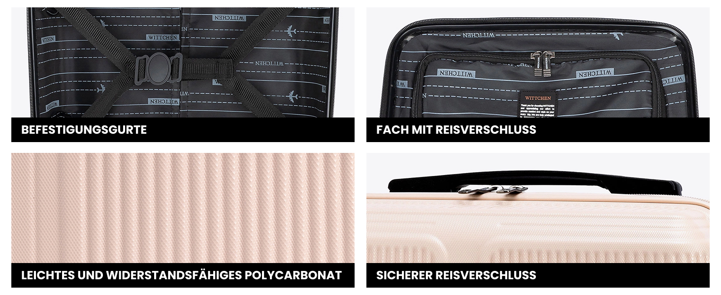 Валіза велика Wittchen Stripes Line XL (76.5x50x29 см) — Жорстка пластикова валіза-тролей ABS, 96 л, 4 колеса 360°, кодовий замок, телескопічна ручка, пудрово-рожева