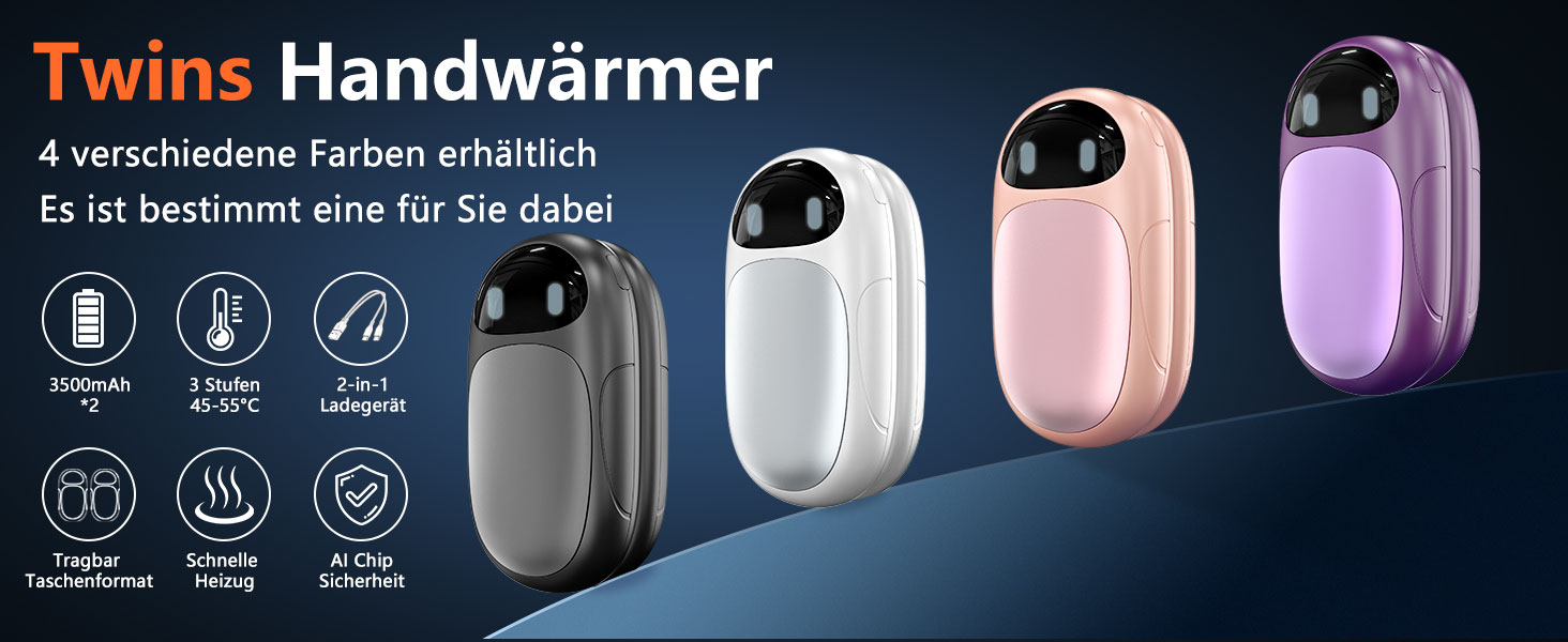 Електричні грілки для рук DDKJ - 2 шт. з LED-дисплеєм та 3 рівнями нагріву. Повторно заряджаються, для дітей, чоловіків та жінок.