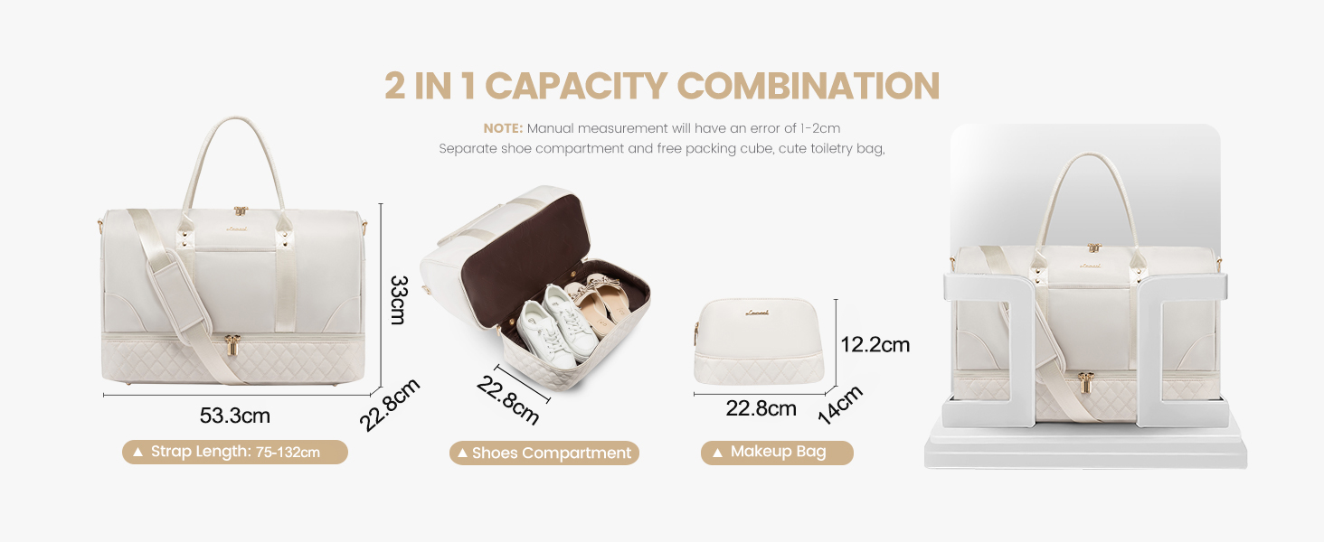 Сумка-мішок LOVEVOOK для жінок, 40л, 2 шт. (бежевий & хакі), з відділенням для взуття та мокрих речей, для подорожей, спортзалу, Gym, Yoga, ручна поклажа