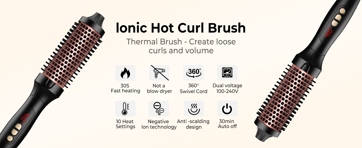 UKLISS Hairstyler 6-в-1 Airbrush: Професійний фен-щітка, стайлер для волосся 1000W (Срібно-Золотий/Рожеве Золото)