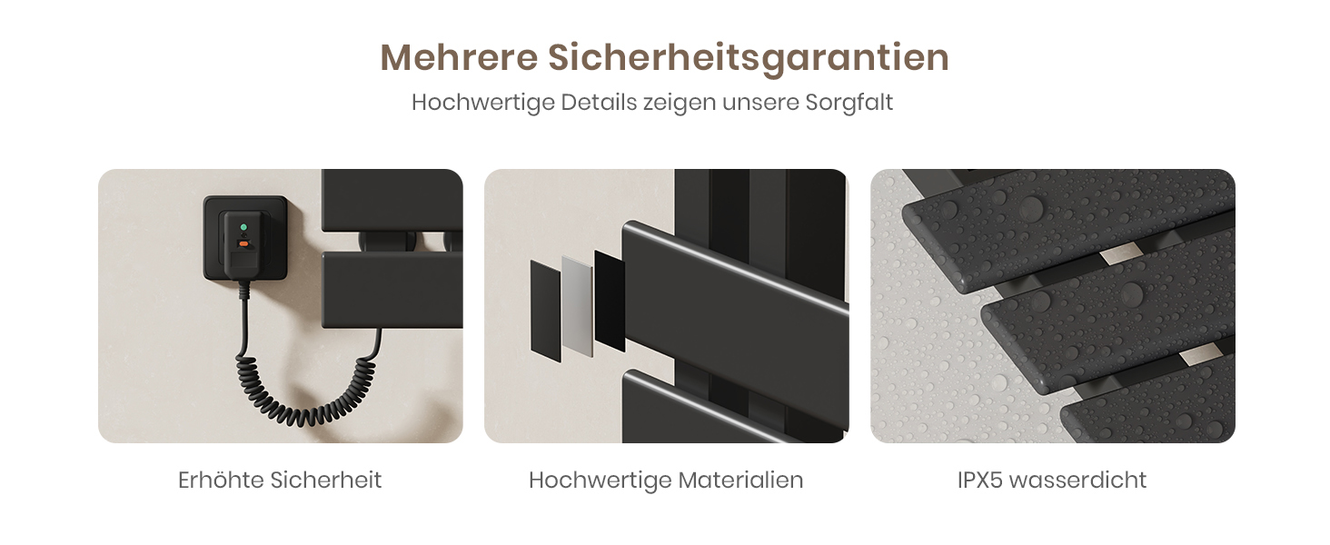 Електричний рушникосушар EMKE з Wi-Fi, 1000 x 500 мм, 320W, чорний (правий)