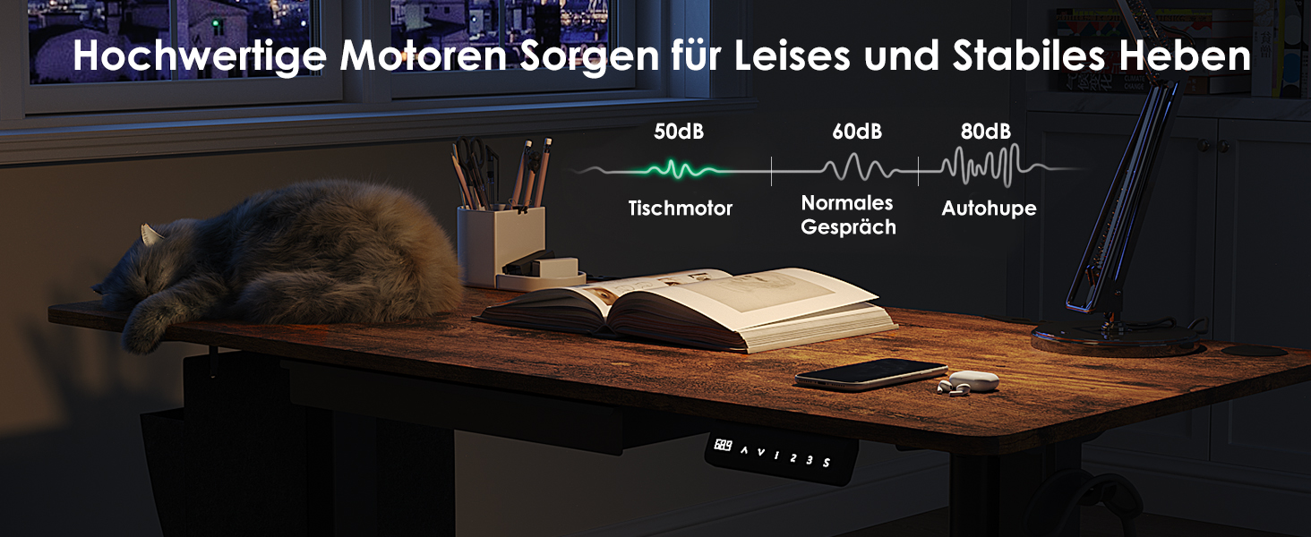 Електричний регульований стіл 120x60 см з пам'яттю висоти. Стіл для стоячи/сидячи, з висувними ящиками, коричневий, для дому/офісу/навчання.