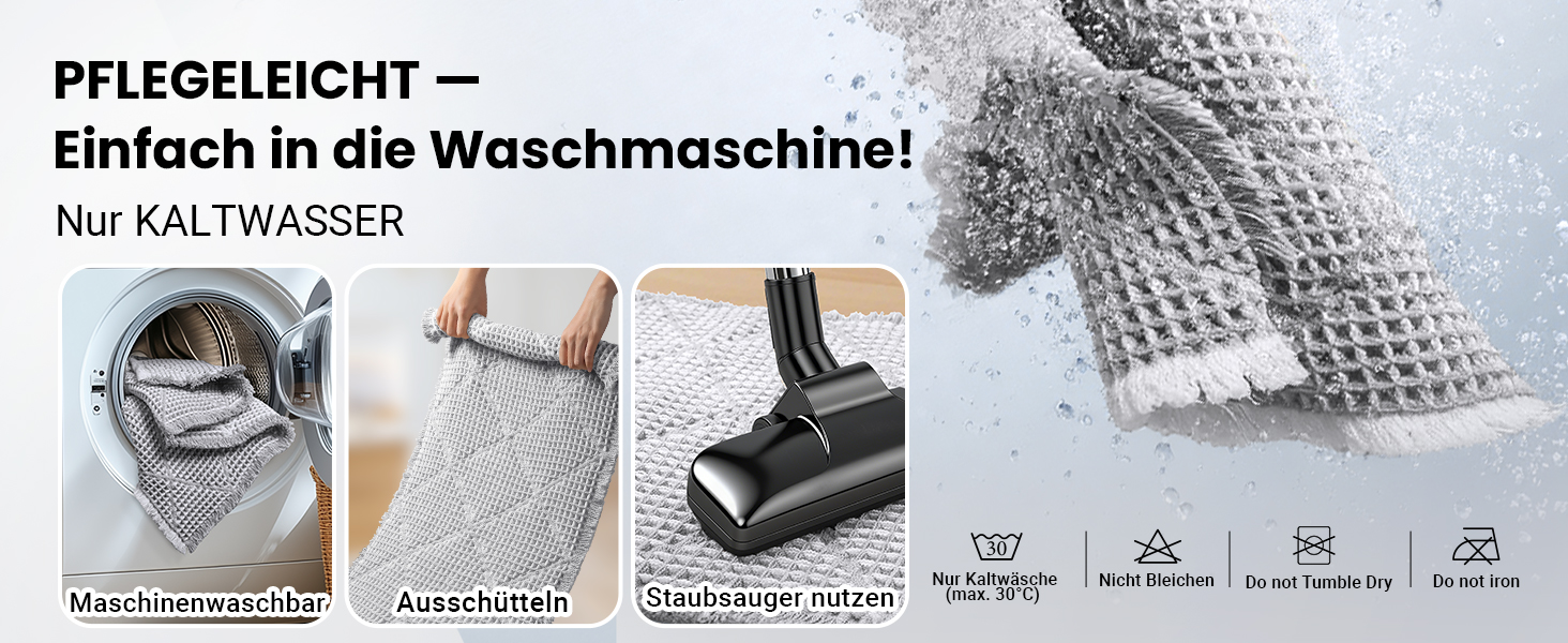 Набір килимків для ванної кімнати 2 шт. Boho стиль, сірий колір, 51x120 см + 46x77 см, нековзкі, для ванної та пральні