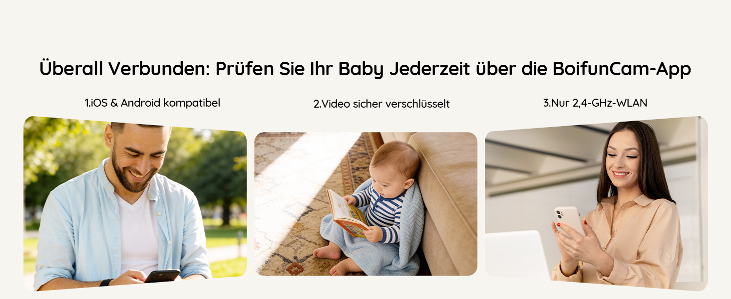 Відеоняня BOIFUN 2K/3MP з камерою Wi-Fi, нічним баченням, 5