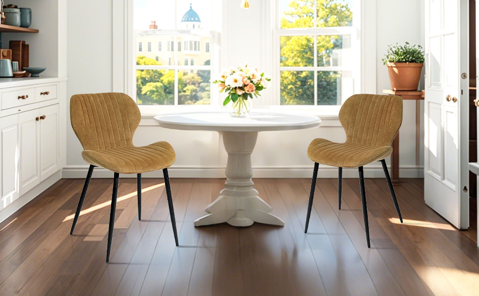 Набір з 2-х обідніх крісел CangLong, м'який крісло-релакс для кухні, їдальні та вітальні, гостьові крісла з масивними дерев'яними ніжками (колір: коричневий)