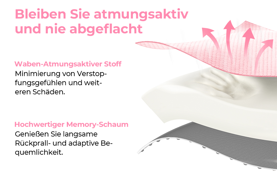 Ортопедична подушка для сидіння AUVON: комфорт при геморої, для офісу, авто, інвалідного візка. Зняття болю при ішіасі та вагітності (рожева)