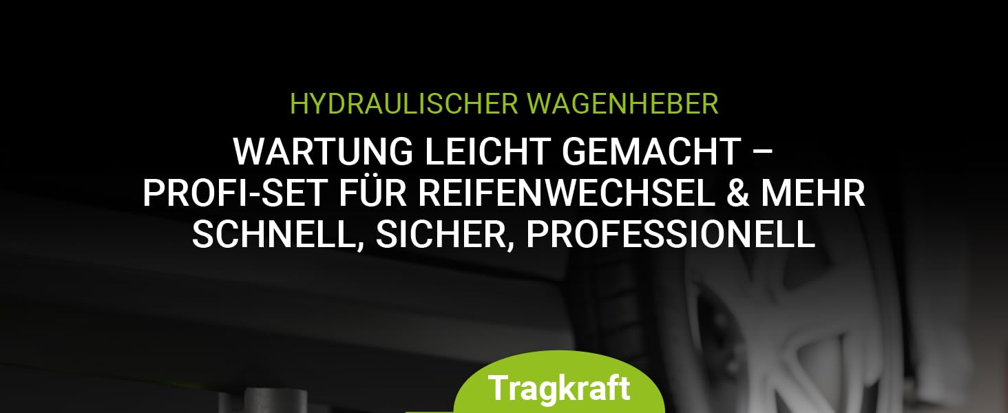 Підйомник гідравлічний Juskys 2.5 т, сталевий, 85-390 мм, з кейсом, гумовими накладками та аксесуарами - Чорно-зелений
