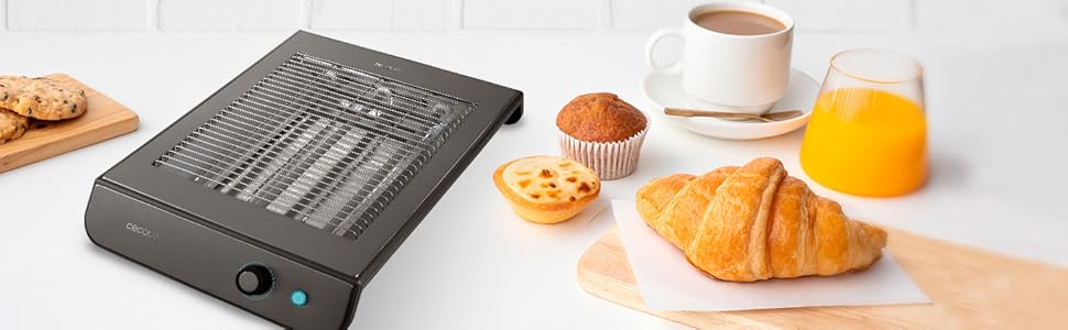 Тостер Cecotec NiceSlice Inox - Плоский тостер з 3 режимами, 1000 Вт, для хліба та випічки, нержавіюча сталь, 6 рівнів підсмажування