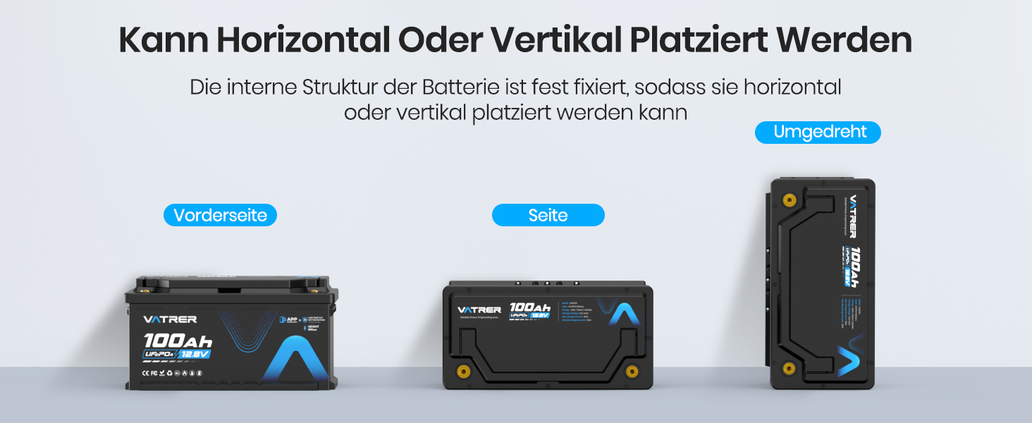 LiFePO4 акумулятор VATRER POWER 12V 300Ah з системою самопідігріву (LN5, 100Ah)