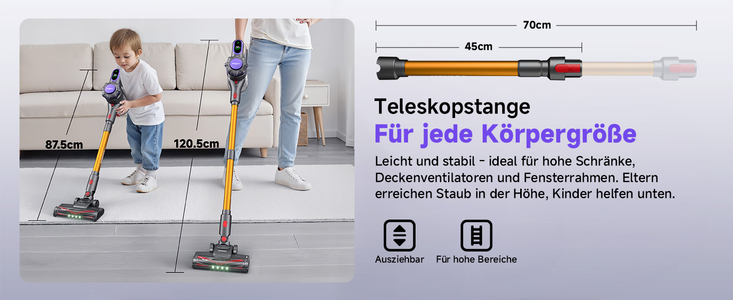 Бездротовий акумуляторний пилосос MONSGA з великою потужністю 45000Pa, до 50 хвилин роботи, дисплеєм, антизаплутана насадка, самостійна парковка, настінна зарядка, 8-шарова фільтрація, безщітковий двигун, для твердих поверхонь, килимів, шерсті тварин та авто.