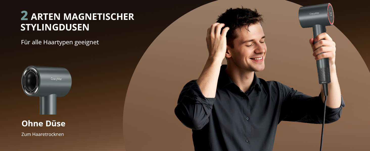 Іонний фен для волосся з безщітковим мотором 180 000 об/хв, компактний дорожній фен з 4 режимами температури та захистом від перегріву, сірий