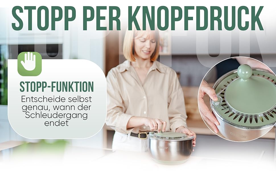 Салатниця-швидкоочисник з нержавіючої сталі з ручним приводом, 4.5л [2-в-1, випуск води, придатна для миття в посудомийній машині, неслизька]