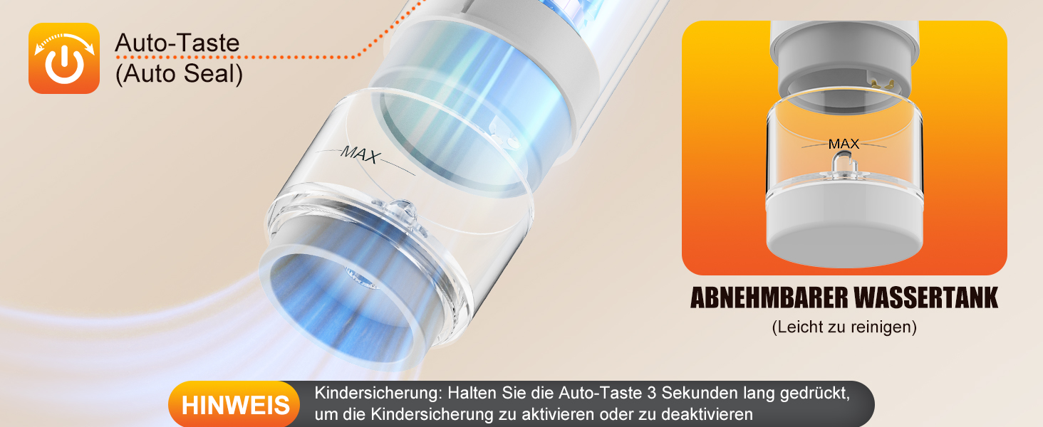 Вакууматор Babacom портативний з резервуаром для води, потужність 60кПа, автоматичний вакуумний пакувальник з пульс-функцією для делікатних продуктів, 20 багаторазових пакетів у комплекті