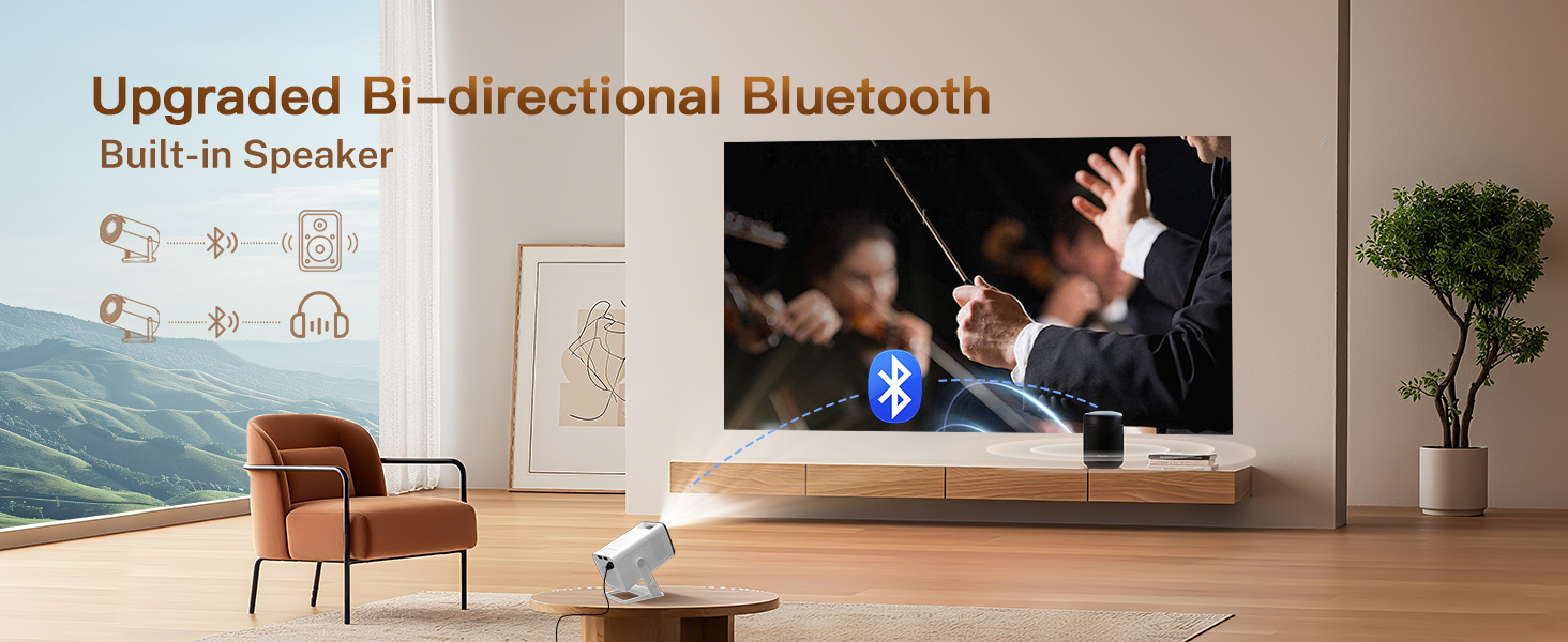 Портативний проєктор LYNCAST HY300 Pro з Wi-Fi, Bluetooth та Android 11. Підтримка 1080P/4K, поворотний на 180°, для домашнього кінотеатру та використання на відкритому повітрі (VisualCube 300 White)