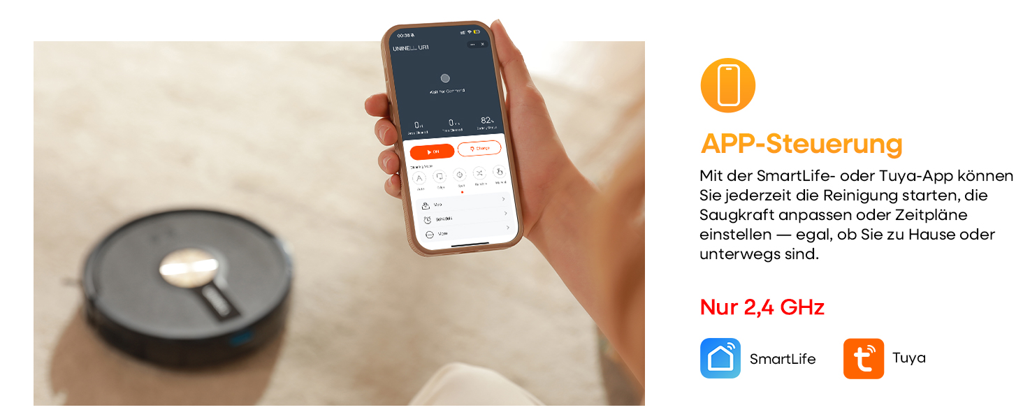 Робот-пилосос з функцією миття 5000Pa, 3-в-1 з часом роботи 180 хвилин, для прибирання шерсті тварин та килимів, з керуванням через додаток, чорний