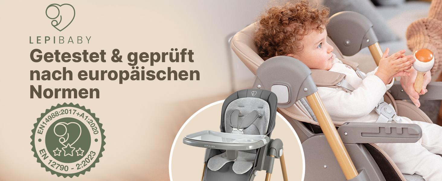 Дитячий стільчик LepiBaby FlexiCo з регулюванням висоти та функцією лежання для новонароджених, складний, зелений | Дитячий стільчик, крісло-гойдалка для дітей від народження до 3 років