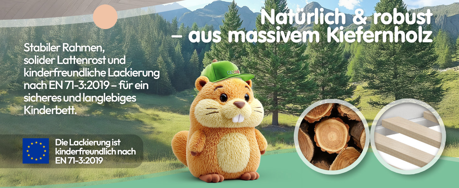 Ліжко дитяче CADANI Timi 2в1 Montessori 120x200 см з бортиками, ламелі, масив сосни, біле - 3 варіанти збірки, до 200 кг