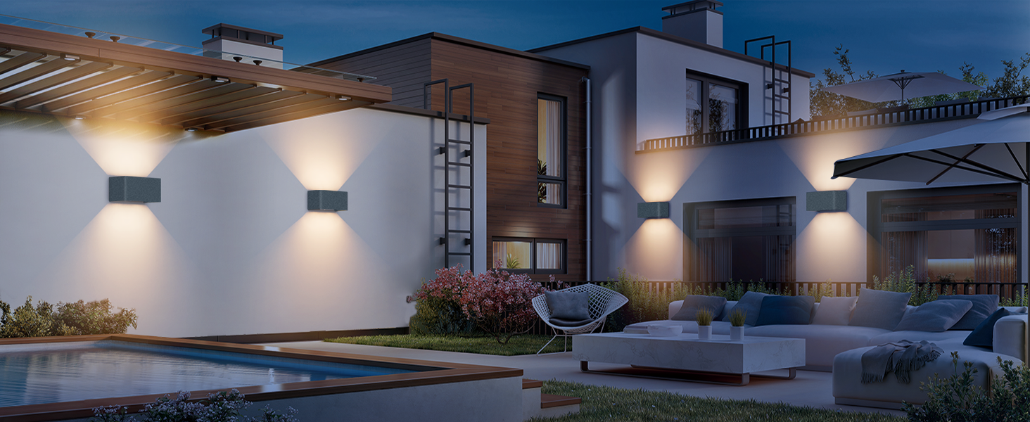 Стічний LED світильник Klighten 24W для вулиці та дому, IP65, Up-Down, тепле біле світло 3000K, регульований кут проміння, антрацит RAL 7016