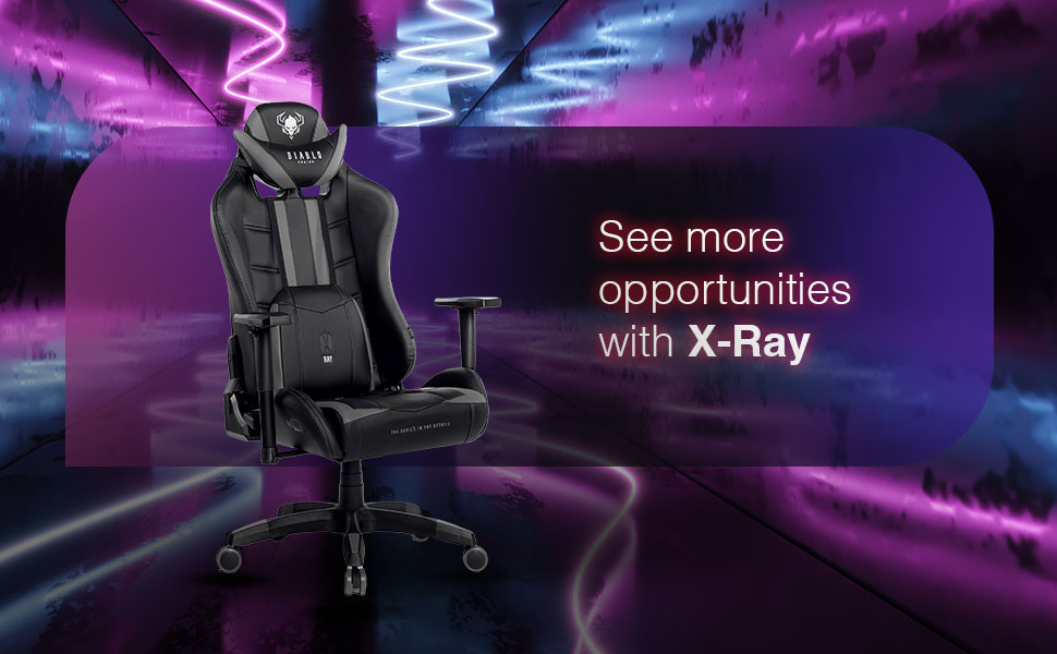 Ігрове крісло Diablo X-Ray King XL, офісне крісло для комп'ютера з 4D підлокітниками, чорно-сіре