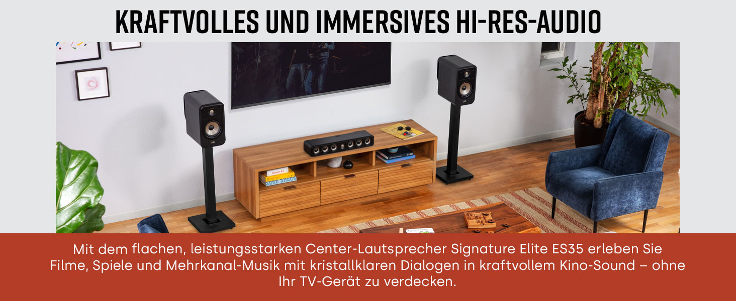 Центральний динамік Polk Audio Signature Elite ES35, висока роздільна здатність, Dolby Atmos/DTSX, білий