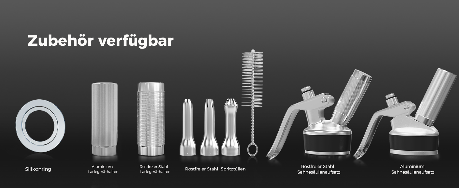 Пристрій для збивання вершків, алюмінієвий сифон для вершків 500мл, з набором насадок та аксесуарів