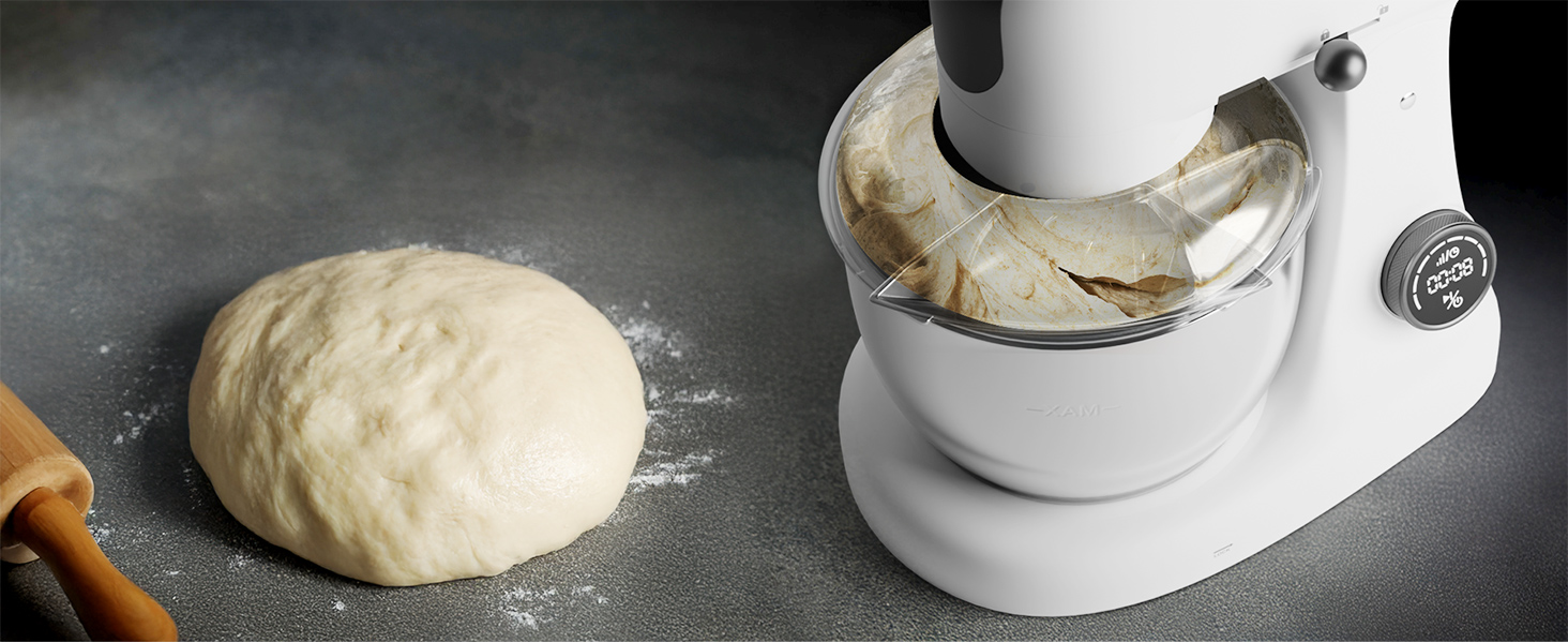 Кухонна машина MEDION MD 12600 з м'ясорубкою, 4.6 л чаша з нержавіючої сталі, тихий двигун, 800 Вт, набір насадок для натирання, шинкування та нарізання, сенсорний дисплей, міксер, тістоміс