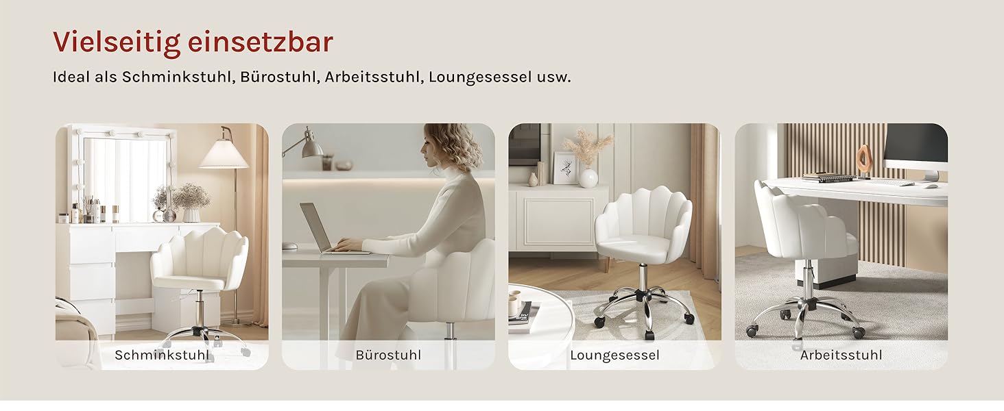 Крісло WOLTU для дому та офісу з м'якою спинкою у вигляді пелюсток, обертове, з регулюванням висоти, для робочого кабінету, спальні, сіре (велюр)