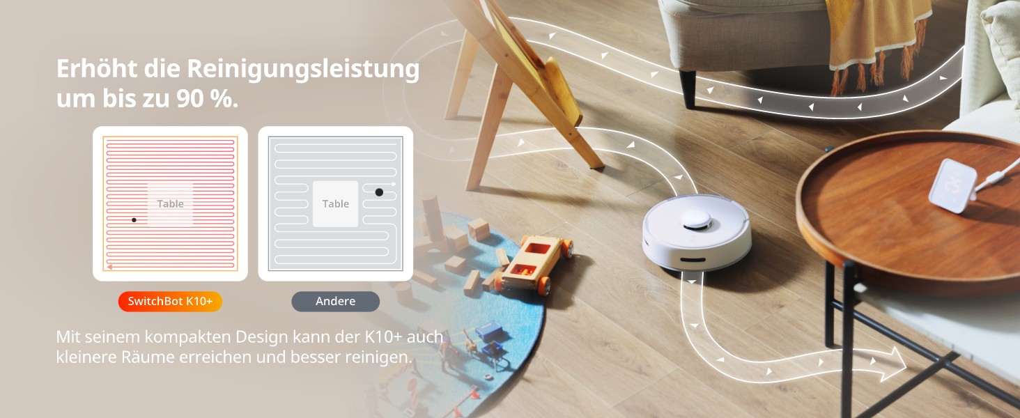 Робот-пилосос SwitchBot K10+ з док-станцією та вологими серветками, тиха робота 45dB, LiDAR-навігація, сумісний з Alexa